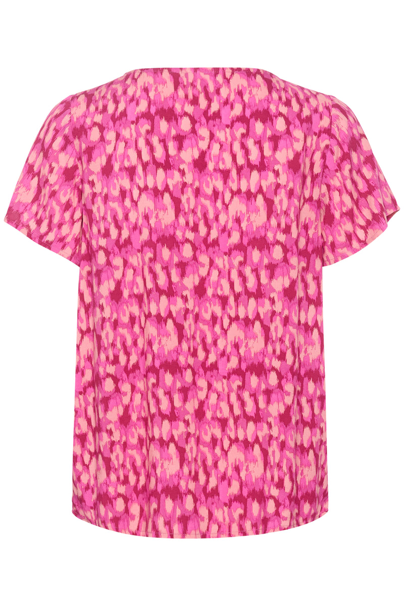 Saint Tropez Fatilde Fuchsia Leopard Print Boxy Fit Top