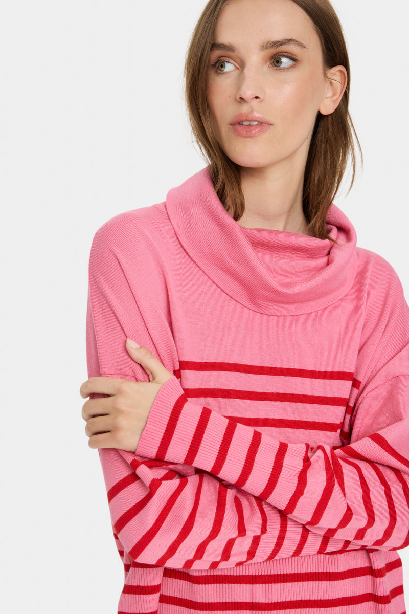 Saint Tropez Grila Chateau Rose Striped Cowlneck Knit, 30513447