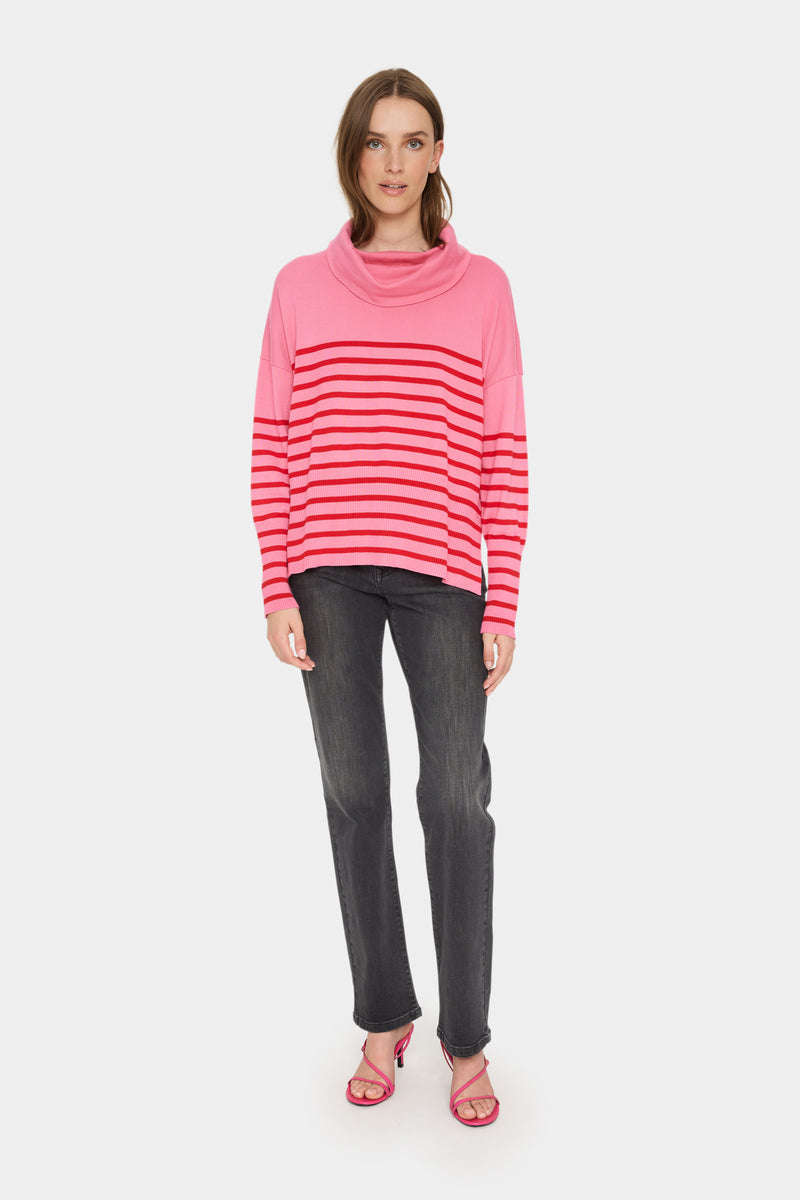 Saint Tropez Grila Chateau Rose Striped Cowlneck Knit, 30513447