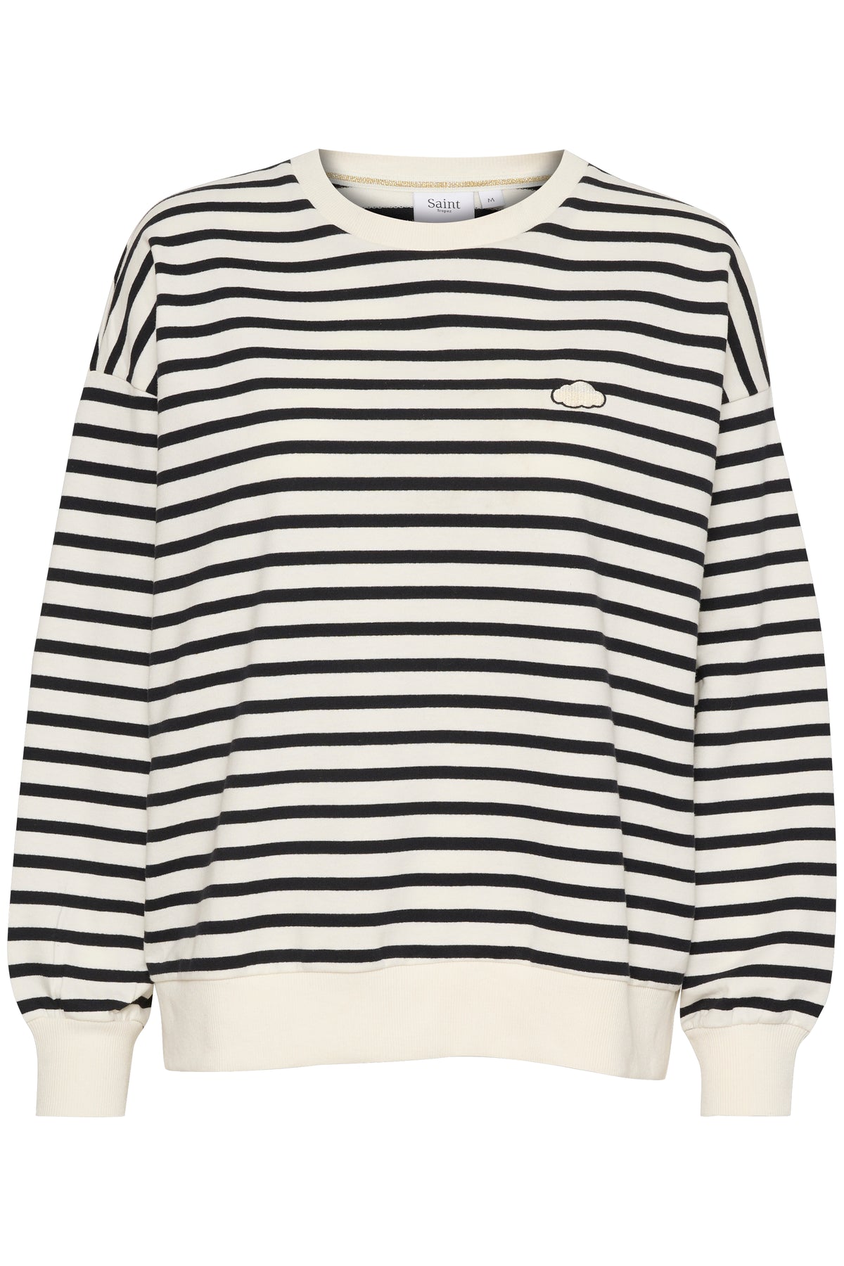 Saint Tropez Gila Ice Stripe Cloud Embroidered Oversized Sweatshirt, 30513455