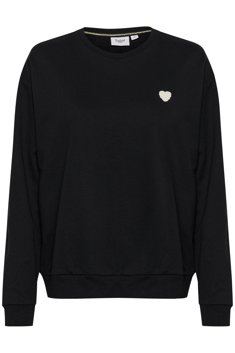 Saint Tropez Hannika Black Heart Supersoft Fleece Lined Sweatshirt, 30513631