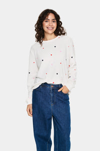 Saint Tropez Johanni Ice White Multi Heart Sweatshirt