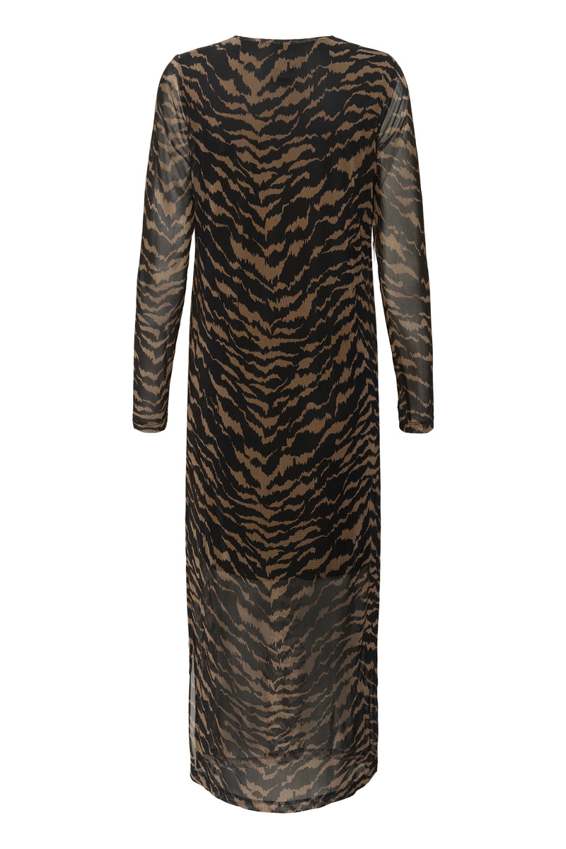 Saint Tropez Zulvir Black/Chocolate Abstract Printed Mesh Midi Dress, 30513971