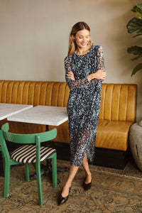 Saint Tropez Zulvir Nightsky/Dusky Blue Animal Printed Mesh Midi Dress