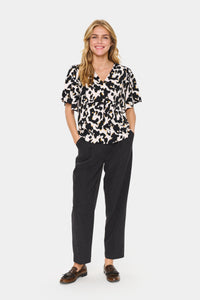 Saint Tropez Marca Black Leopard V-Neck