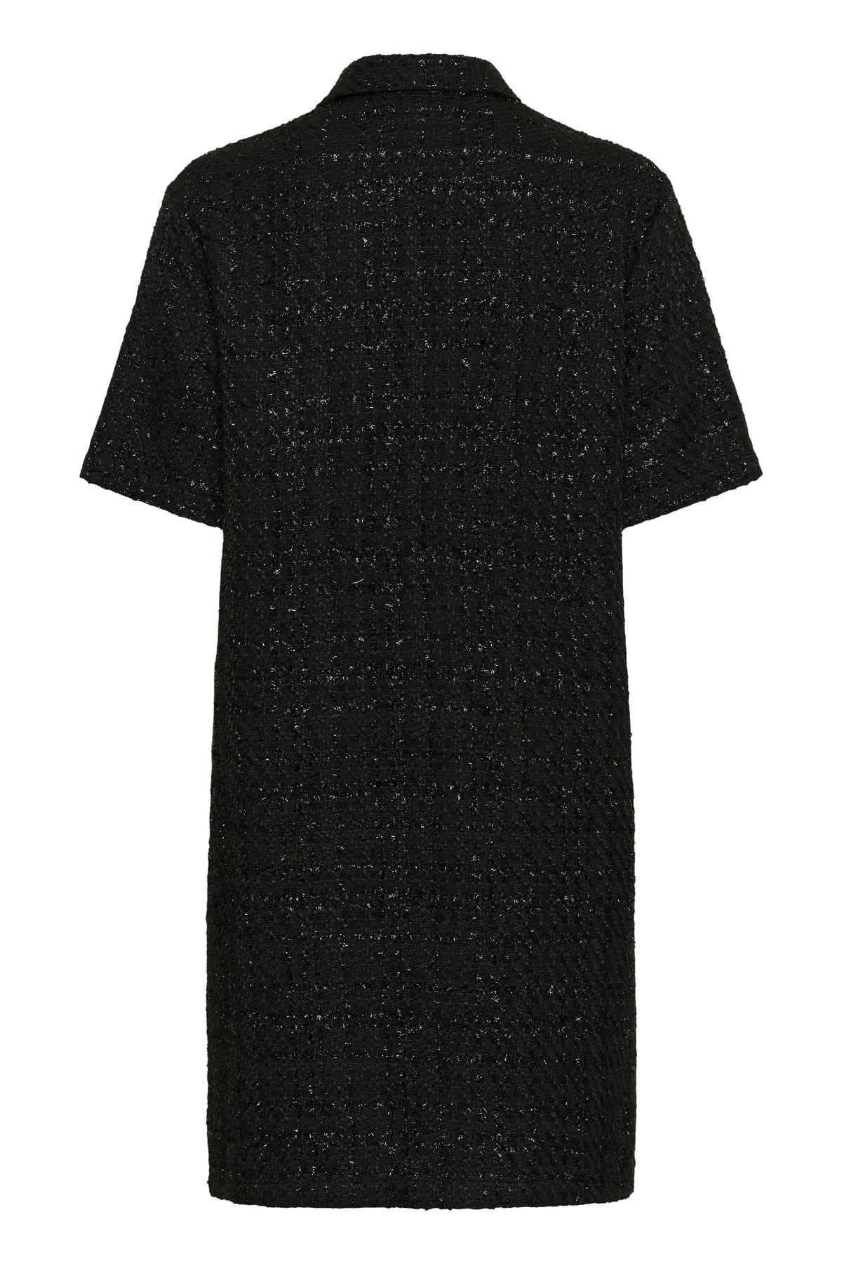 Saint Tropez Nigella Black Tweed Embellished Button A-Line Dress
