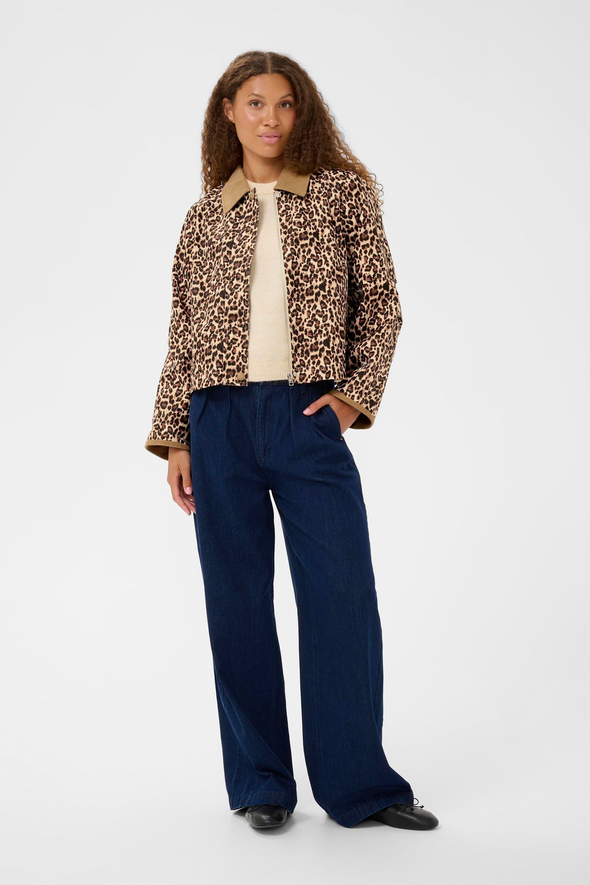 Saint Tropez Olivienne Leopard Print Jacket with Cord Collar, 30514666