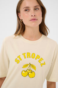 Saint Tropez Octavia Creme 'StTropez' Logo T-Shirt, 30514706
