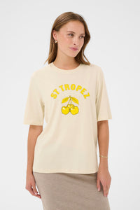 Saint Tropez Octavia Creme 'StTropez' Logo T-Shirt, 30514706