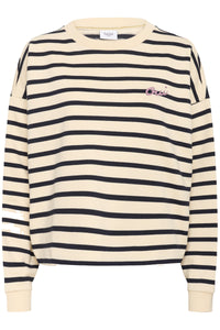 Saint Tropez Osiria Navy Striped Fleece Lined Sweatshirt, 30514808