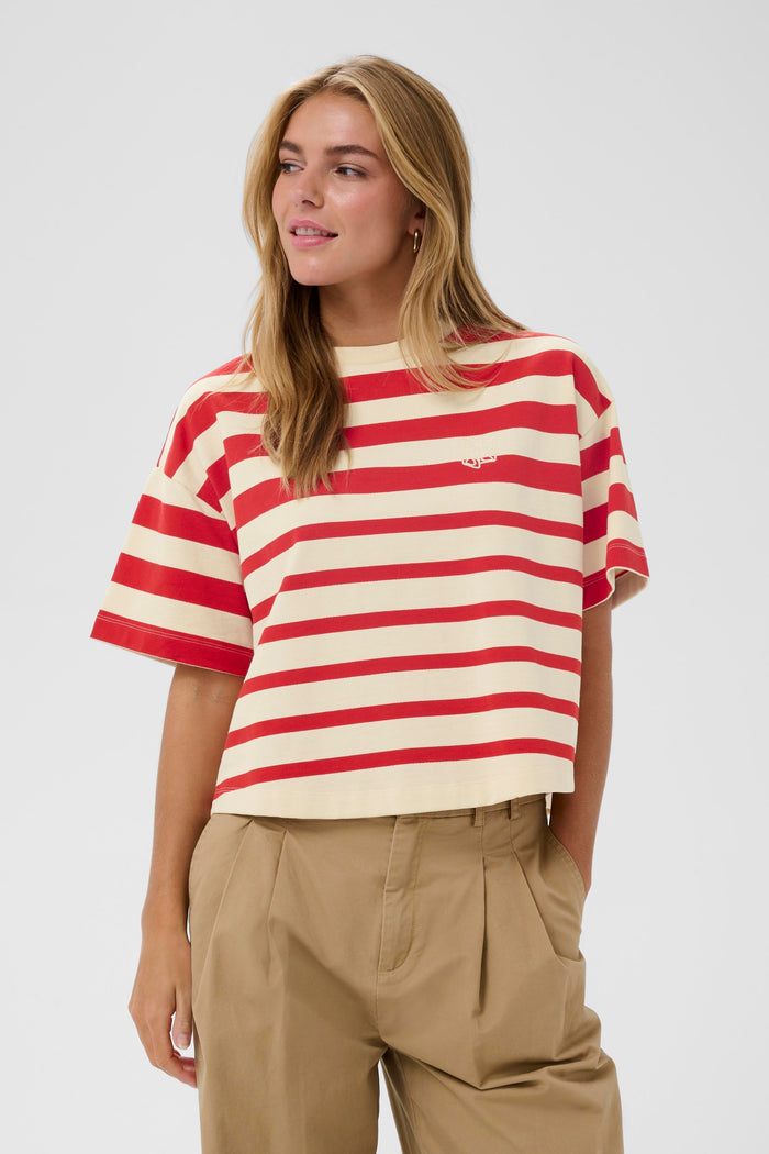 Saint Tropez Philene Poppy Red Stripe Supersoft Sweatshirt T-Shirt, 30514900
