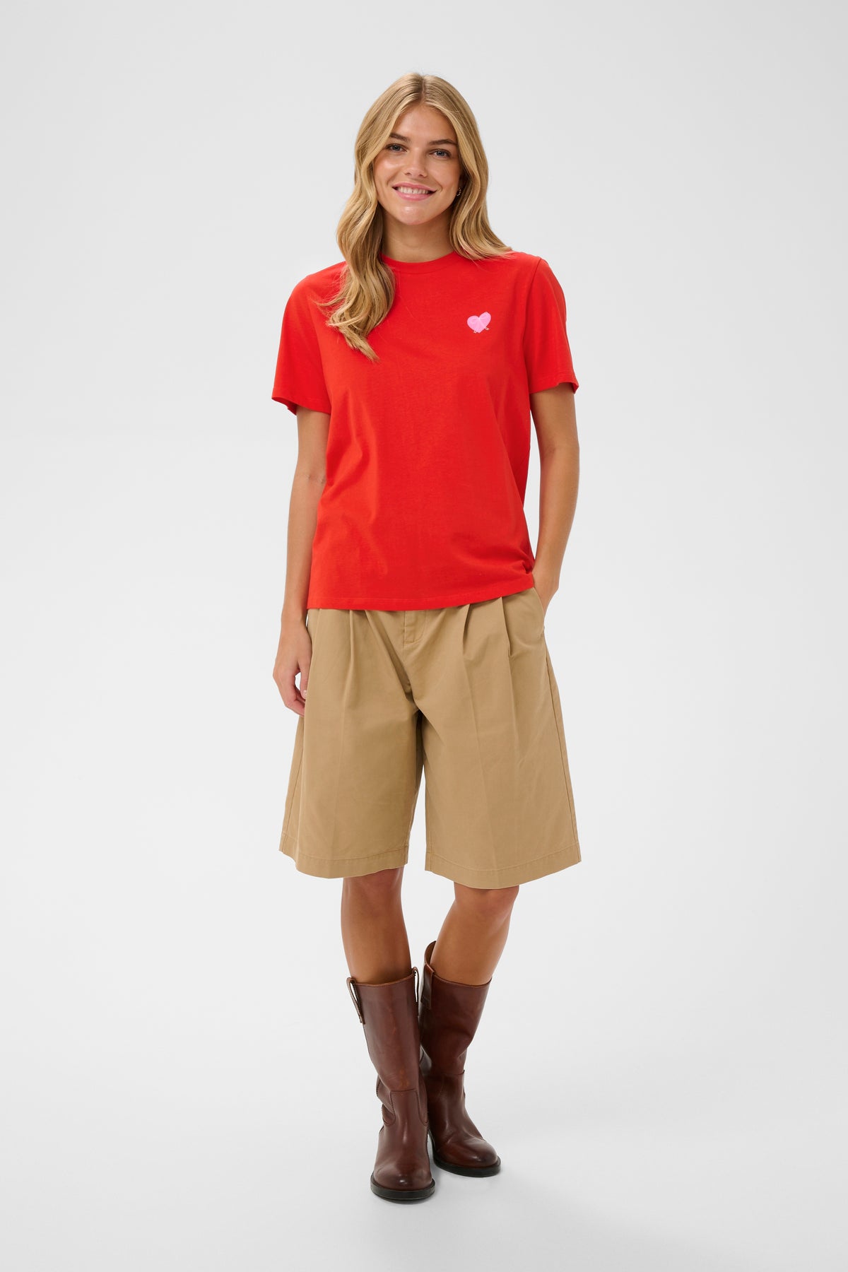 Saint Tropez Pextan Fiery Pink Heart Logo T-Shirt, 30514917