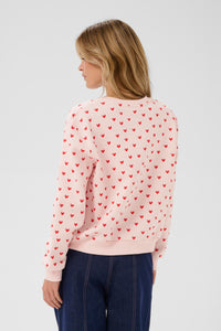 Saint Tropez Pamma Pink/Red Heart Print Fleece Lined Sweatshirt, 30514963