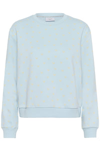 Saint Tropez Pamma Baby Blue/Beige Heart Print Fleece Lined Sweatshirt, 30514963