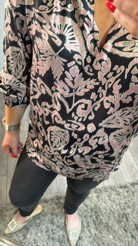 Fransa FrGladis Phantom Grey/Rose V-Neck Abstract Printed Blouse