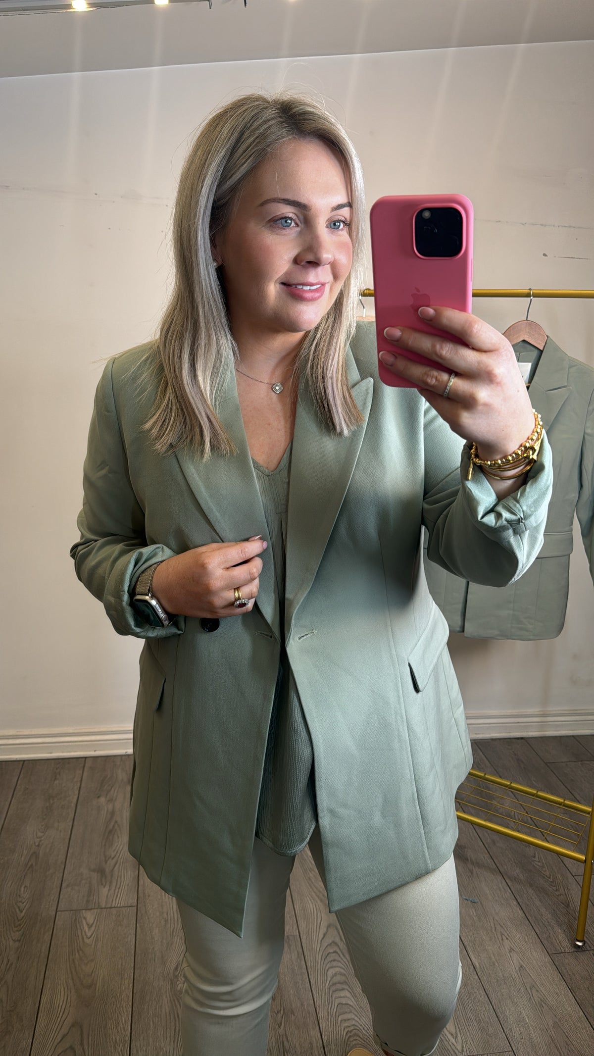 Soaked in Luxury Corinne Shadow Green Longline Blazer