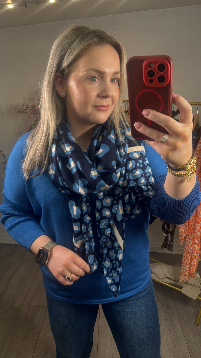 Saint Tropez Mila Campanula Blue Round Neck Knit