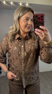 Coster Copenhagen Mocha Mousse Lace Shirt