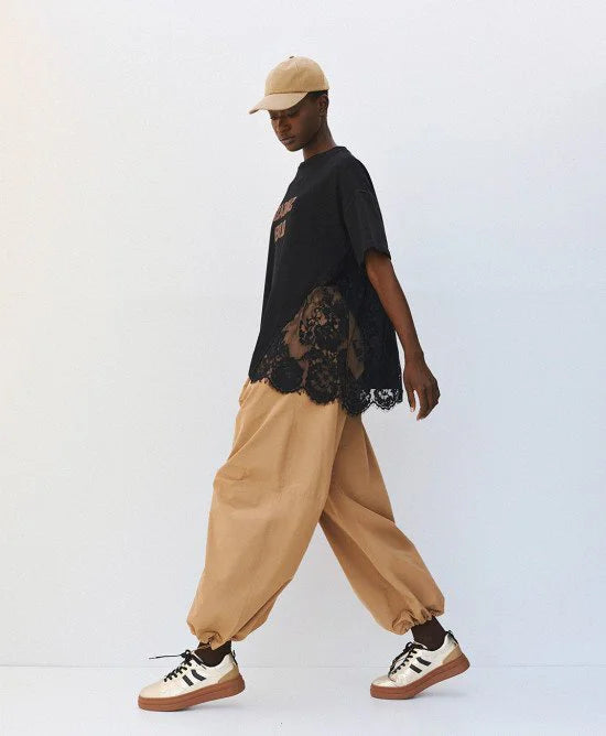Access Fashion Black 'SARCASM QUEEN' Oversized Lace T-Shirt