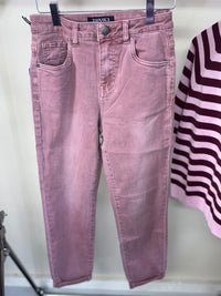 Toxik Highwaisted Boyfriend Dusky Pink Cropped Jeans