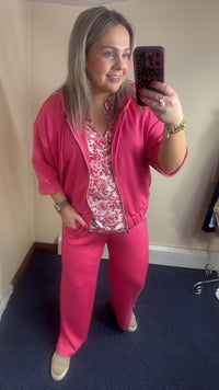 Fransa FrAurora Modal Honeysuckle Pink 3/4 Sleeve Zip Hoodie, 20617574