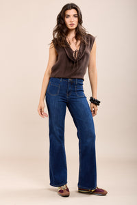 Toxik Highwaisted Denim Wide Leg Flared Jeans