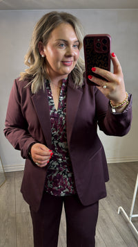 Kaffe Kasakura Fudge Burgundy Single Breasted Blazer, 10506684