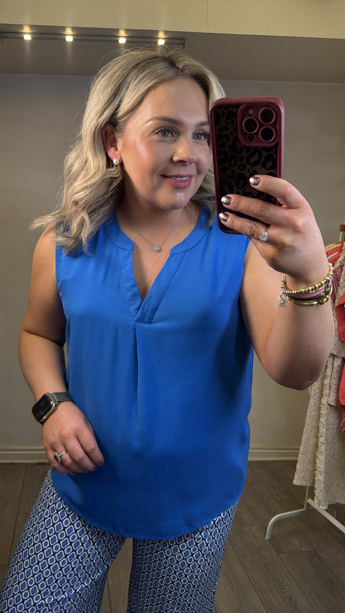 B.Young ByMmmjoella Nebulas Blue V-Neck Top