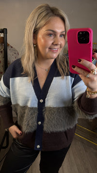 Coster Copenhagen Colourblock Furry Knit Cardigan