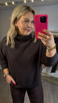 Garcia Chocolate Brown Cowl Neck Knit, J50049