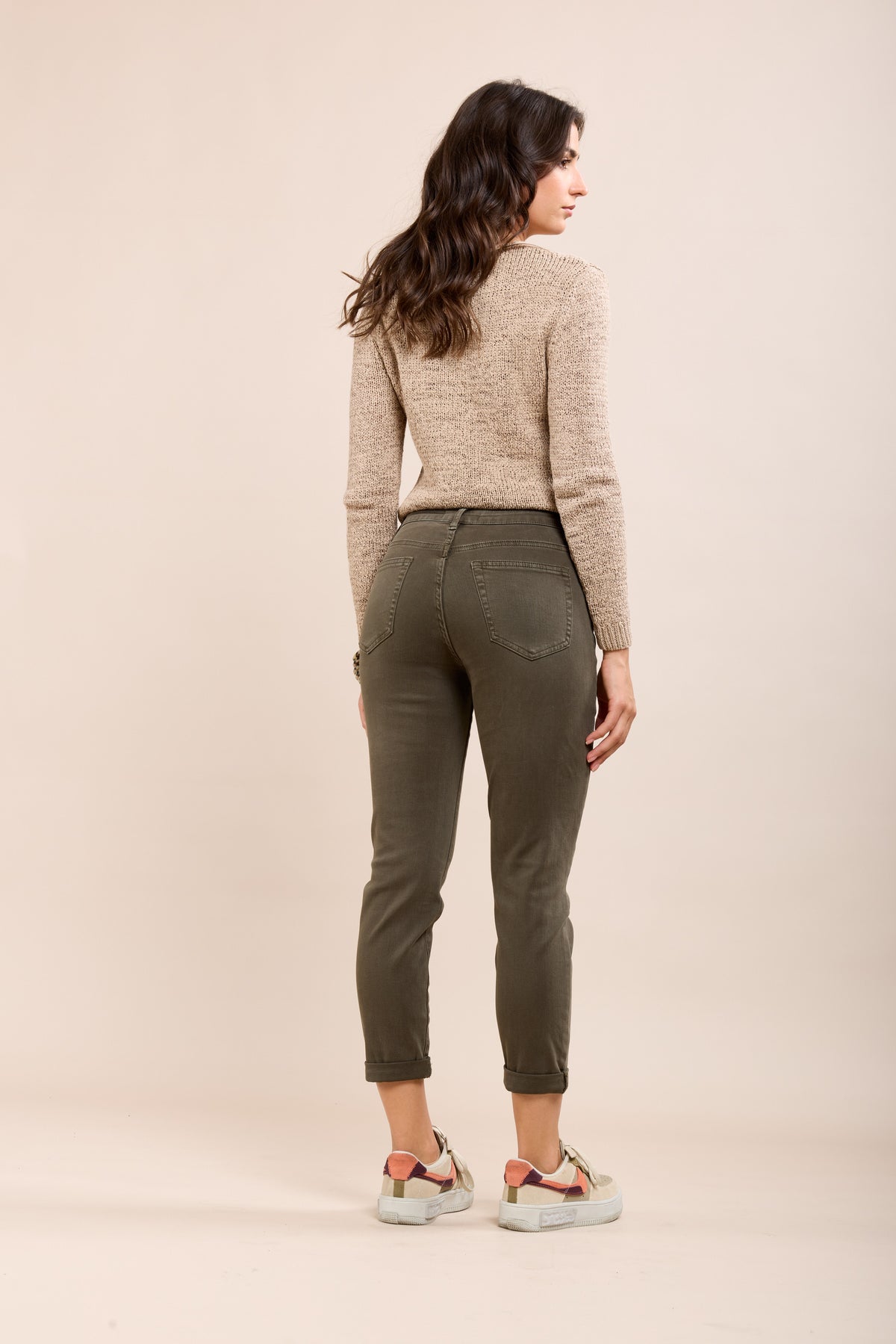 Toxik Highwaisted Boyfriend Khaki Cropped Jeans