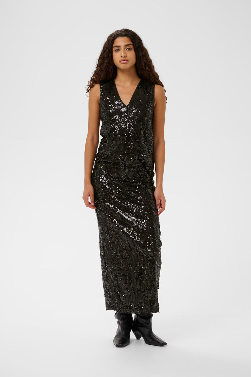 InWear KimbaIW Black Sequin V-Neck Blouse