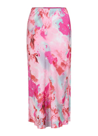 Coster Copenhagen Red/Pink Abstract Printed Skyler Satin Midi Skirt, CCH4511