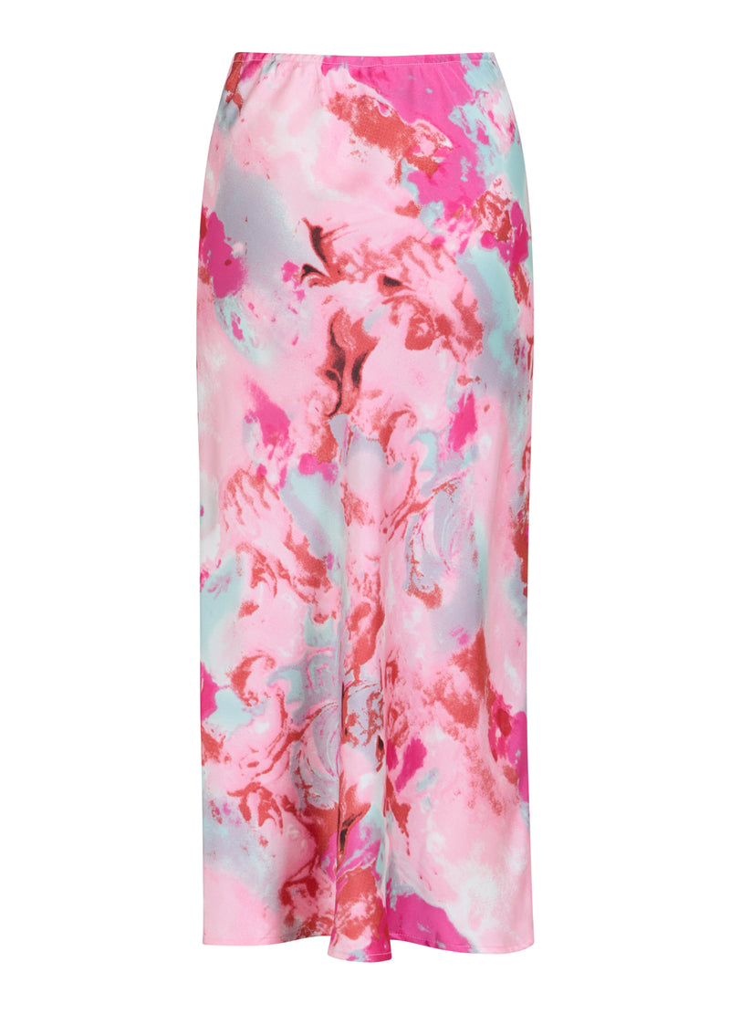 Coster Copenhagen Red/Pink Abstract Printed Skyler Satin Midi Skirt, CCH4511