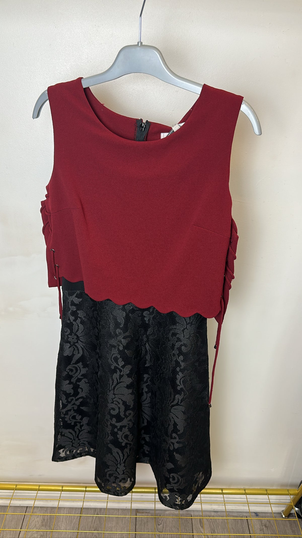 Jus d'Orange Burgundy Layered Lace Dress