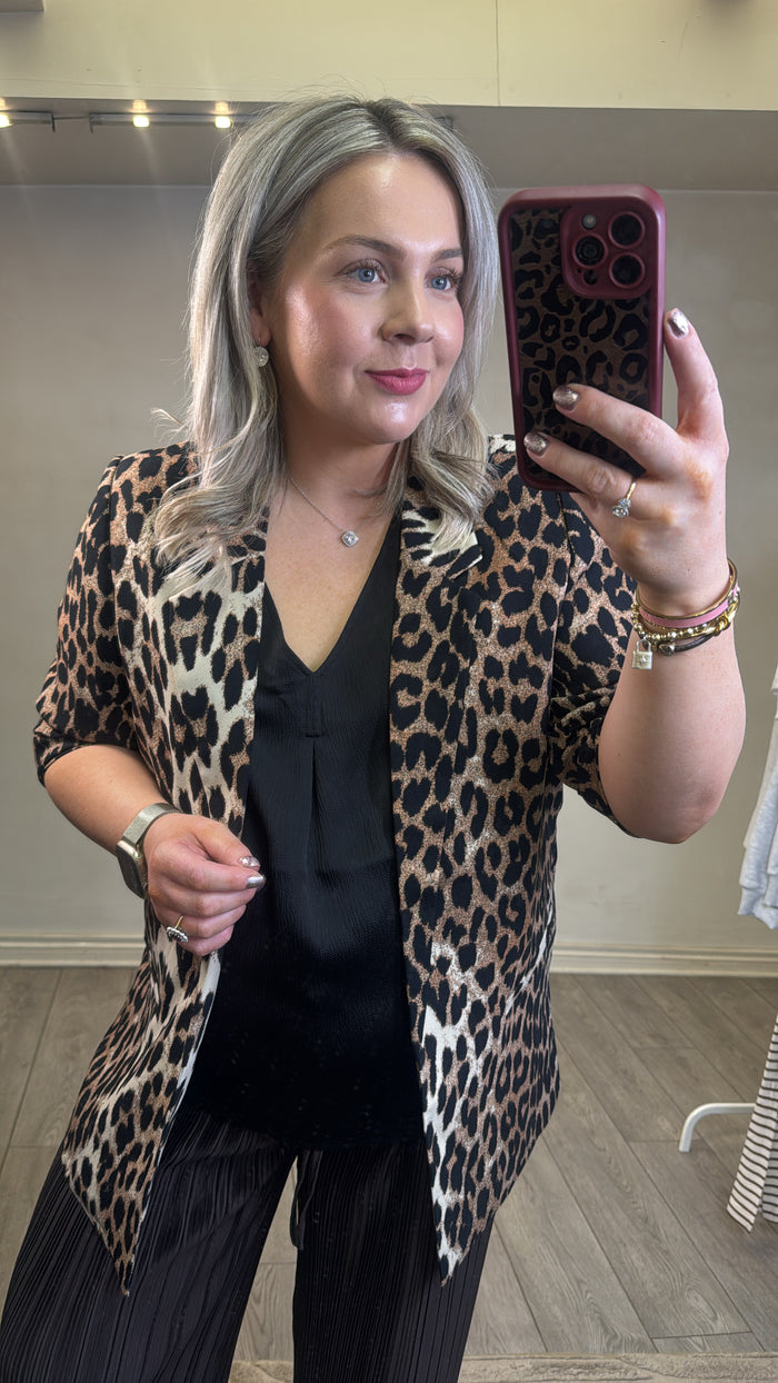 Soaked in Luxury Shirley Leopard Printed Blazer