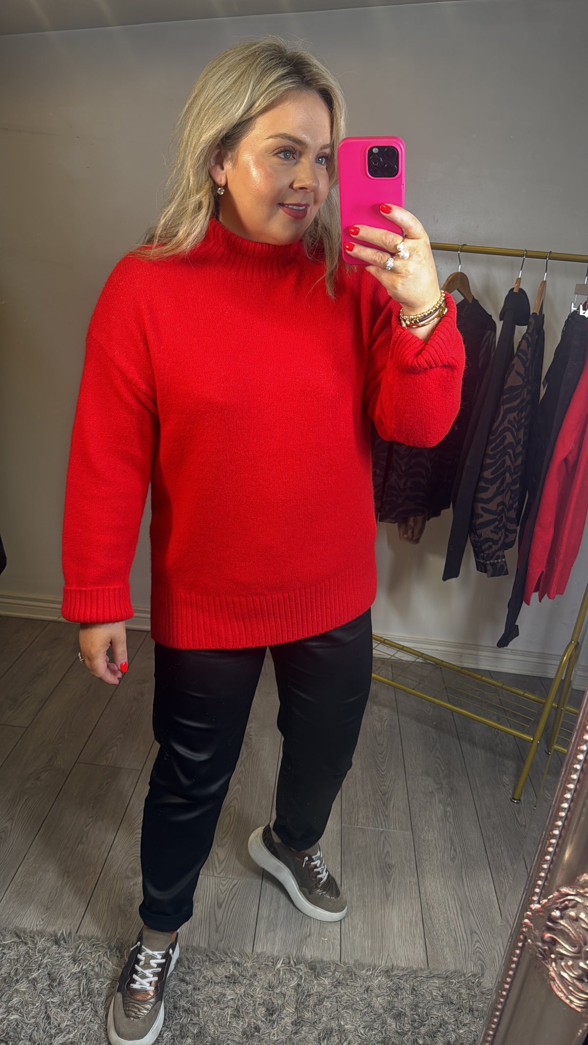 B.Young ByOlma Barbados Cherry Melange Longline Knit