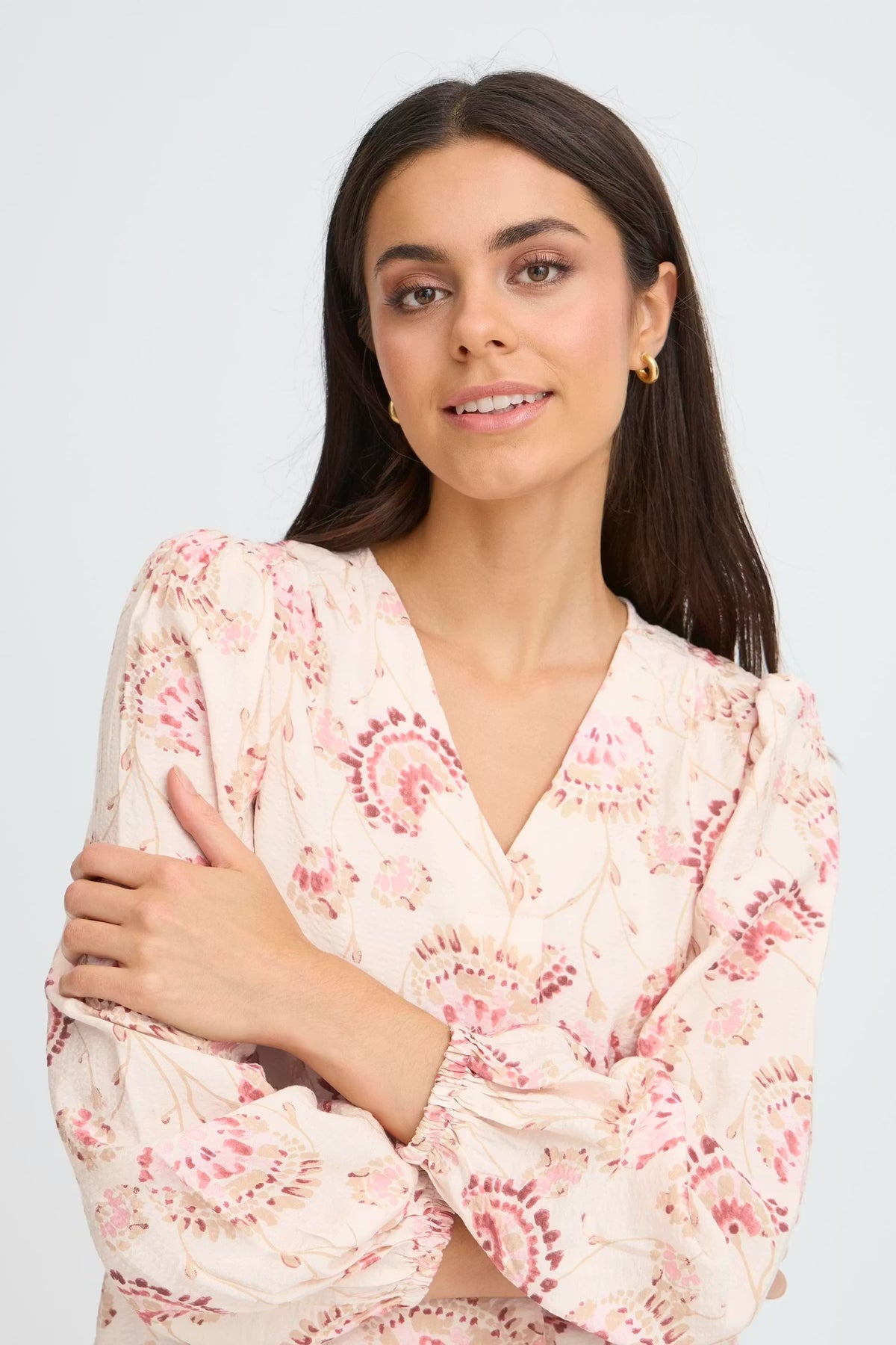 FRANSA FRKalia Orchid Floral V-Neck Blouse