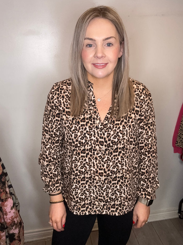 Saint Tropez Eda Black Leopard Print Blouse