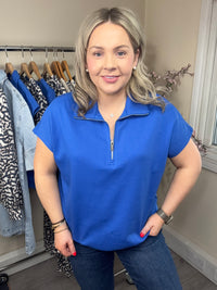 Garcia Summer Cobalt Half Zip Sports Luxe Top, O260062
