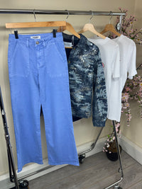 Toxik Highwaisted Cornflour Blue Wide Leg Flared Jeans, H2662