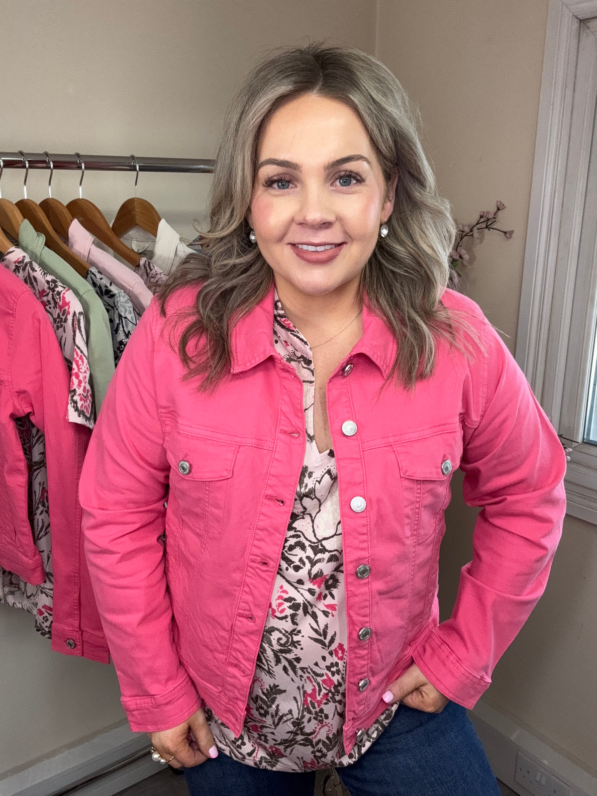 Fransa FrVotwill Honeysuckle Pink Soft Stretch Denim Jacket, 20609189