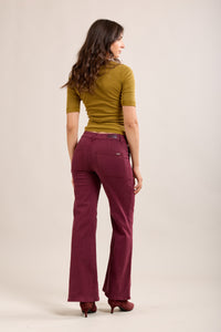 Toxik Highwaisted Burgundy Wide Leg Flared Jeans
