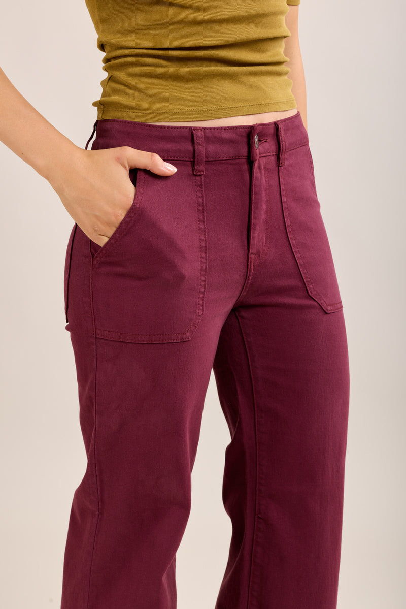 Toxik Highwaisted Burgundy Wide Leg Flared Jeans