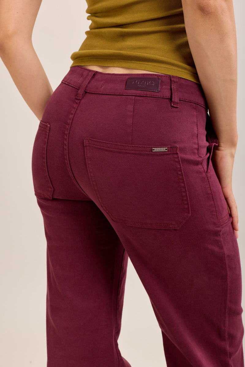 Toxik Highwaisted Burgundy Wide Leg Flared Jeans
