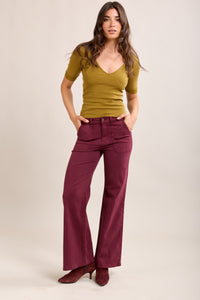Toxik Highwaisted Burgundy Wide Leg Flared Jeans