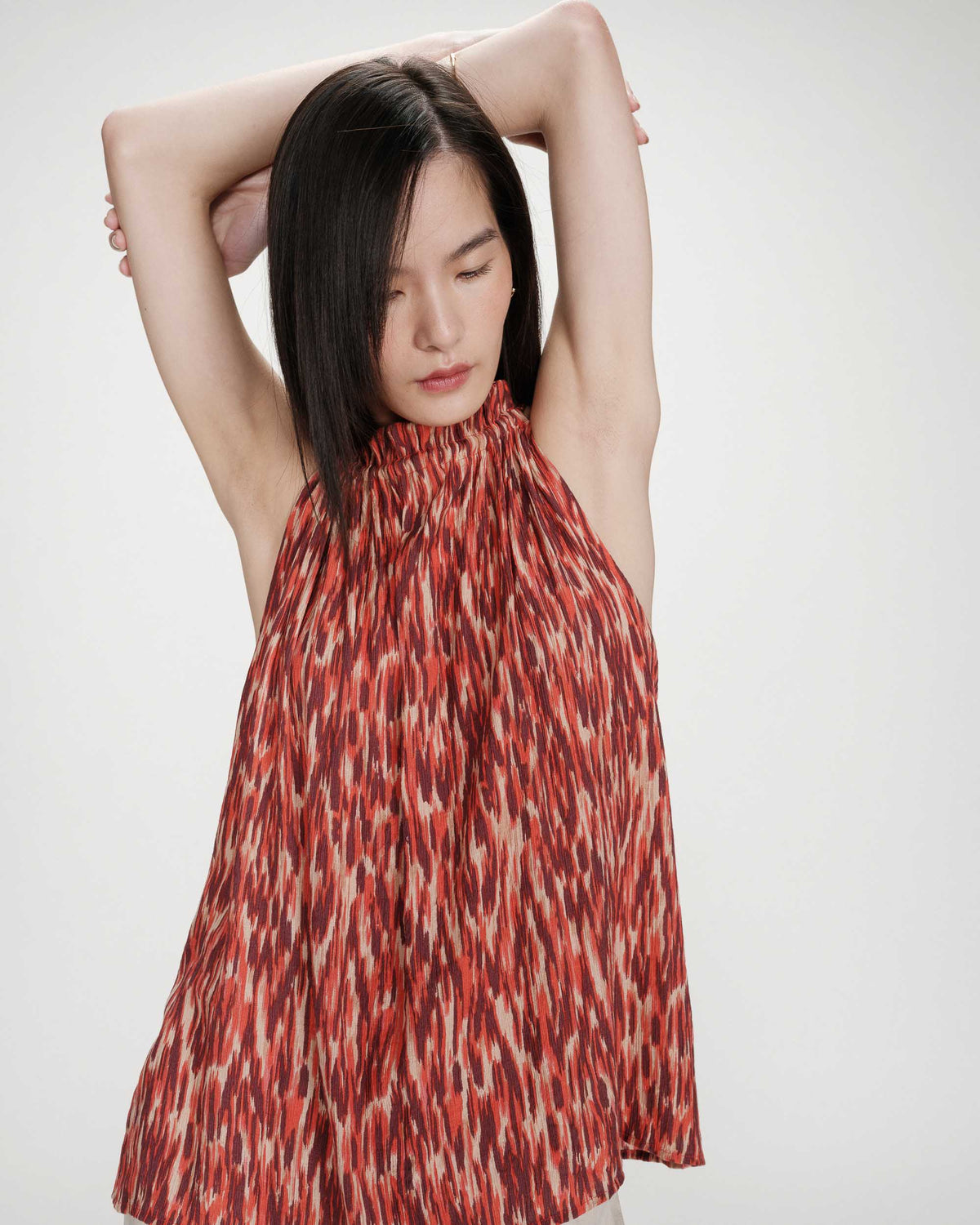 Grace & Mila Votello Sangria Printed Halterneck Relaxed Fit Blouse