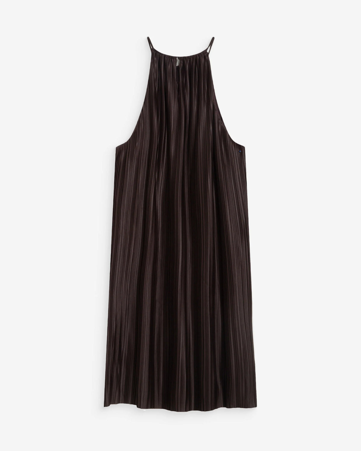 Grace & Mila Wilona Chocolate Brown Halterneck Plisse Short Dress