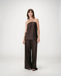 Grace & Mila West Chocolate Brown Plisse Bustier Top 