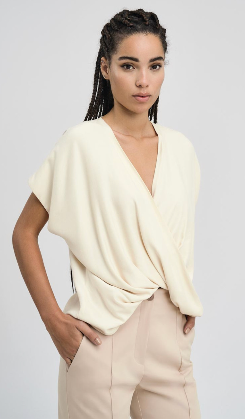 Access Fashion Vanilla Draped Wrap Top, 43-2165